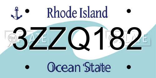 3ZZQ182 Rhode Island License Plate
