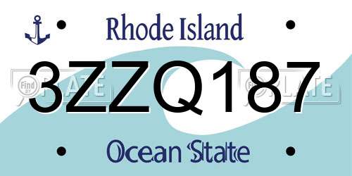 3ZZQ187 Rhode Island License Plate