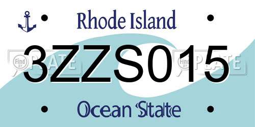 3ZZS015 Rhode Island License Plate