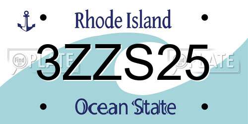 3ZZS25 Rhode Island License Plate