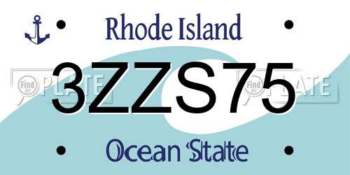 3ZZS75 Rhode Island License Plate