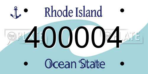 400004 Rhode Island License Plate