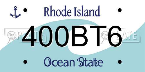400BT6 Rhode Island License Plate