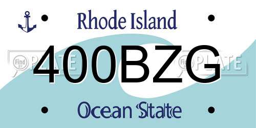 400BZG Rhode Island License Plate
