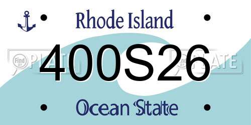 400S26 Rhode Island License Plate