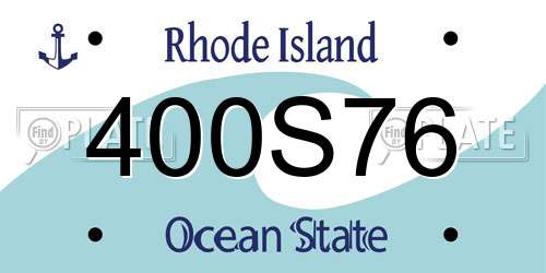 400S76 Rhode Island License Plate