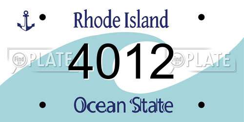 4012 Rhode Island License Plate