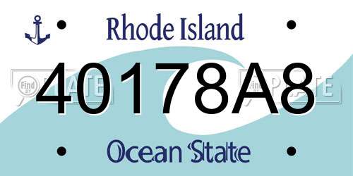 40178A8 Rhode Island License Plate