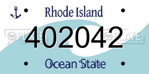 402042 Rhode Island License Plate
