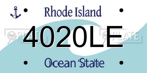 4020LE Rhode Island License Plate