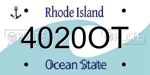 4020OT Rhode Island License Plate