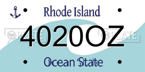 4020OZ Rhode Island License Plate