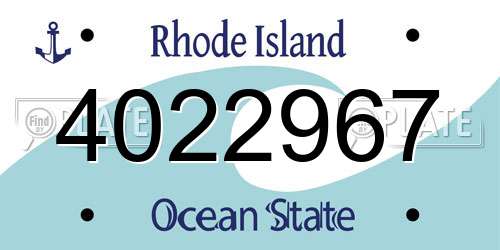 4022967 Rhode Island License Plate