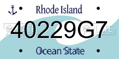 40229G7 Rhode Island License Plate
