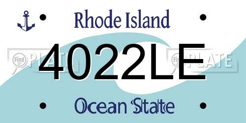 4022LE Rhode Island License Plate