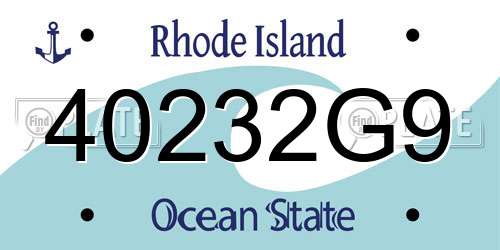 40232G9 Rhode Island License Plate