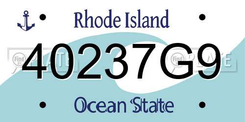 40237G9 Rhode Island License Plate