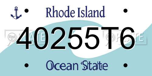 40255T6 Rhode Island License Plate