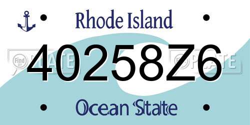 40258Z6 Rhode Island License Plate