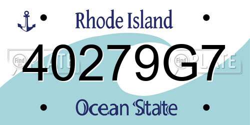 40279G7 Rhode Island License Plate