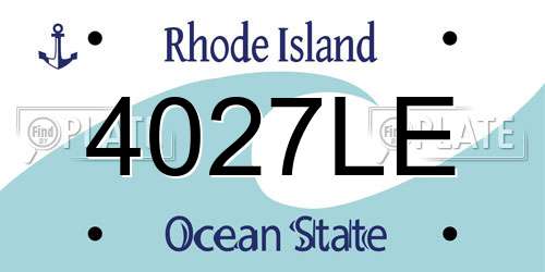 4027LE Rhode Island License Plate