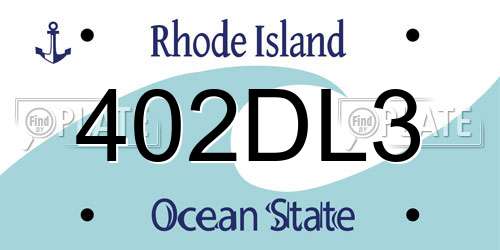 402DL3 Rhode Island License Plate