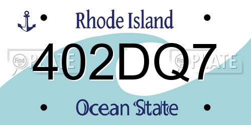 402DQ7 Rhode Island License Plate
