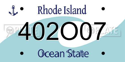 402O07 Rhode Island License Plate