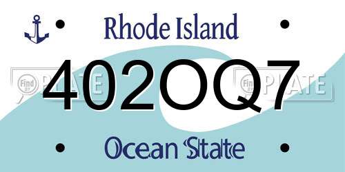 402OQ7 Rhode Island License Plate