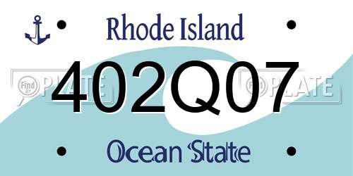 402Q07 Rhode Island License Plate