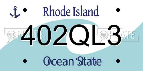 402QL3 Rhode Island License Plate