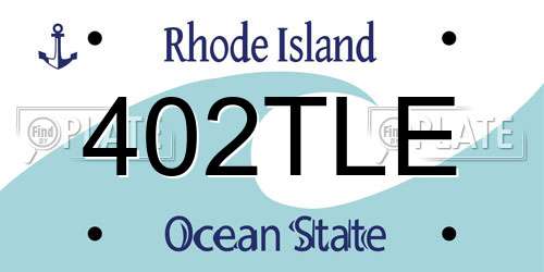 402TLE Rhode Island License Plate