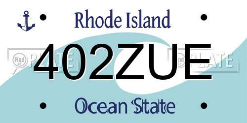 402ZUE Rhode Island License Plate
