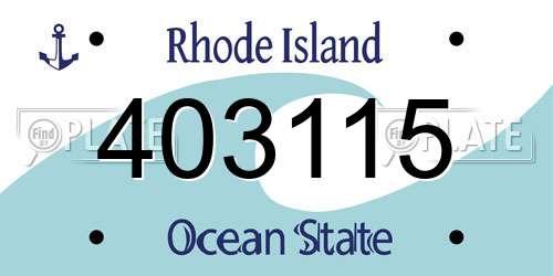 403115 Rhode Island License Plate