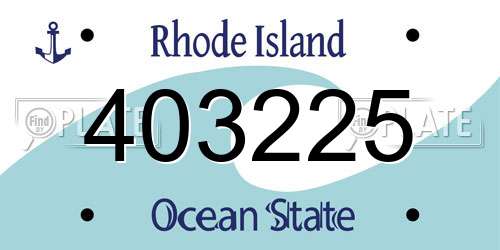 403225 Rhode Island License Plate