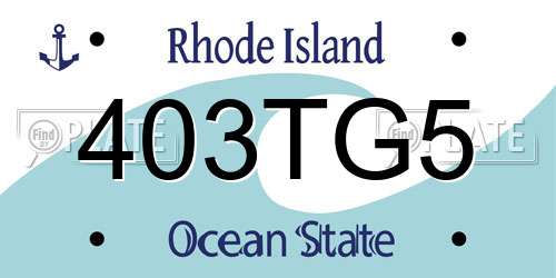 403TG5 Rhode Island License Plate