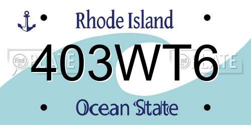 403WT6 Rhode Island License Plate
