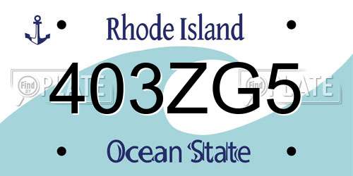 403ZG5 Rhode Island License Plate