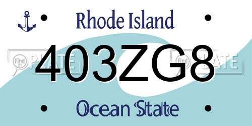 403ZG8 Rhode Island License Plate