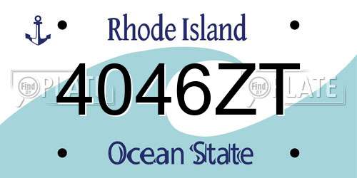 4046ZT Rhode Island License Plate