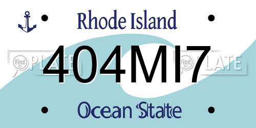 404MI7 Rhode Island License Plate