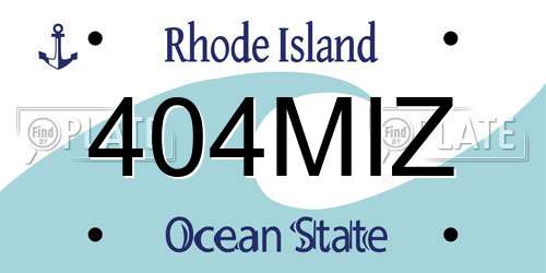 404MIZ Rhode Island License Plate