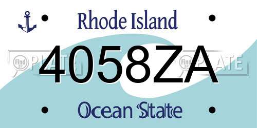 4058ZA Rhode Island License Plate