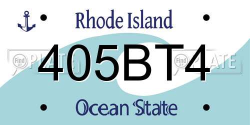 405BT4 Rhode Island License Plate