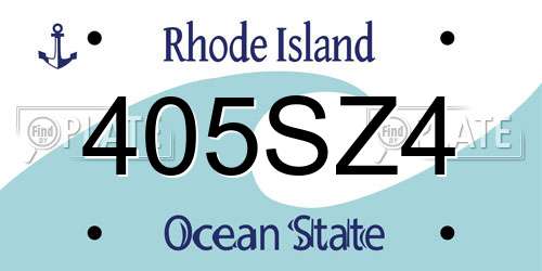 405SZ4 Rhode Island License Plate