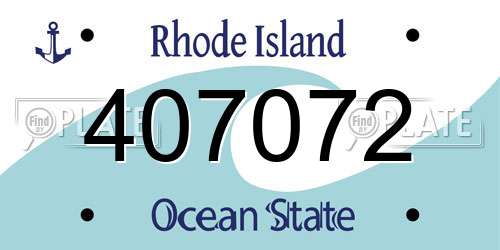 407072 Rhode Island License Plate