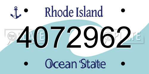 4072962 Rhode Island License Plate
