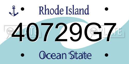 40729G7 Rhode Island License Plate