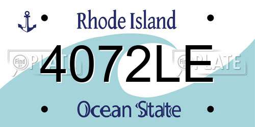 4072LE Rhode Island License Plate