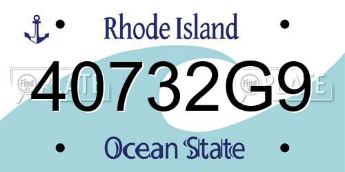 40732G9 Rhode Island License Plate